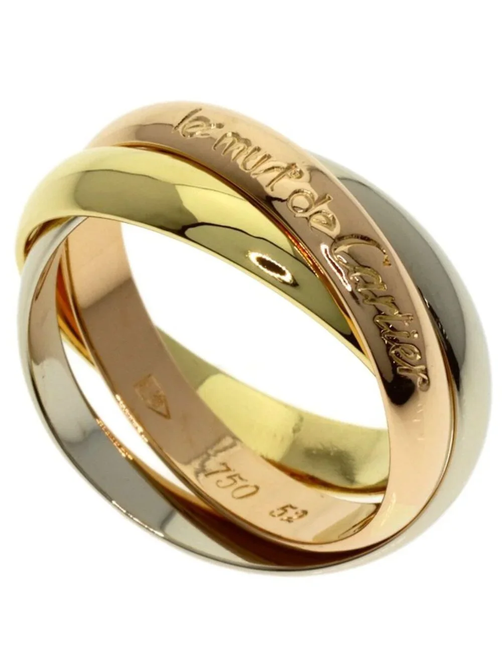 Cartier Trinity 52 Ring 18k Yellow Gold 18k White Pink